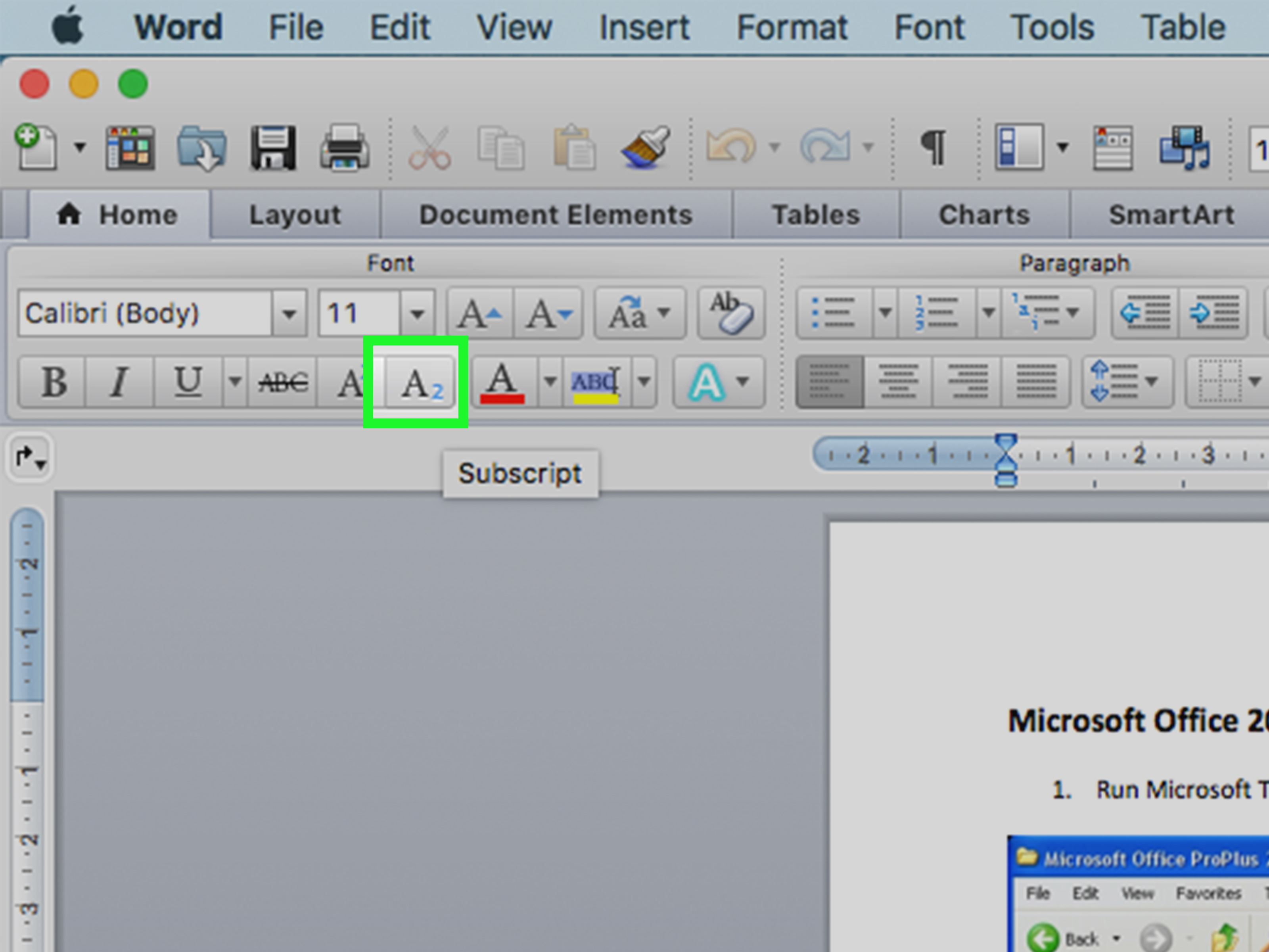 make subscripts in word for mac